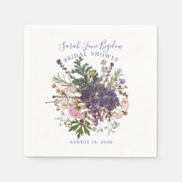 Periwinkle Pressed Wildblume Boho Brautparty Serviette
