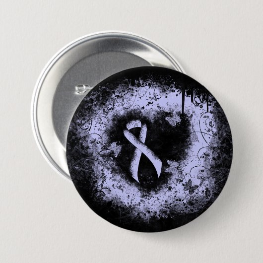 Periwinkle Ribbon Grunge Herz Button (Vorne & Hinten)