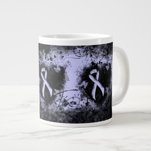 Periwinkle Ribbon Grunge Herz Jumbo-Tasse (Vorderseite Rechts)