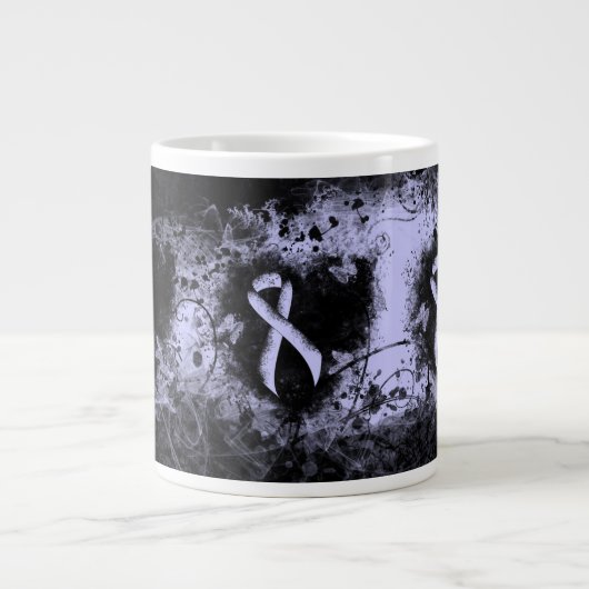 Periwinkle Ribbon Grunge Herz Jumbo-Tasse (Vorderseite)