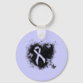Periwinkle Ribbon Grunge Herz Schlüsselanhänger (Vorderseite)
