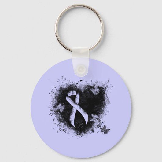 Periwinkle Ribbon Grunge Herz Schlüsselanhänger (Vorderseite)