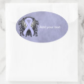 Periwinkle Ribbon mit Flügeln Ovaler Aufkleber (Tasche)