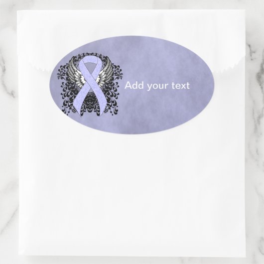 Periwinkle Ribbon mit Flügeln Ovaler Aufkleber (Tasche)