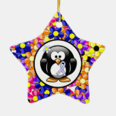 Periwinkle Ribbon Penguin Keramikornament (Hinten)