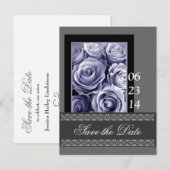 PERIWINKLE Rose und Lace Save the Date Postkarte (Vorne/Hinten)