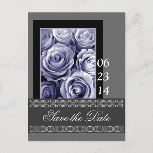PERIWINKLE Rose und Lace Save the Date Postkarte (Vorderseite)