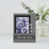 PERIWINKLE Rose und Lace Save the Date Postkarte (Stehend Vorderseite)