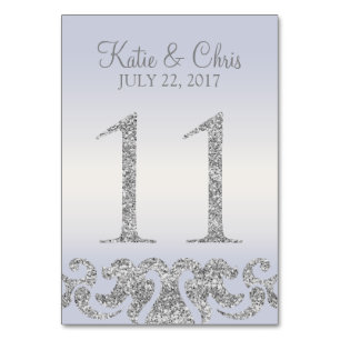 Periwinkle Silver Glitzer Look Tischnummern-11 Tischnummer