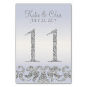 Periwinkle Silver Glitzer Look Tischnummern-11 Tischnummer (Vorderseite)