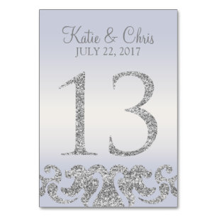 Periwinkle Silver Glitzer Look Tischnummern-13 Tischnummer