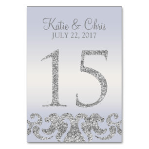 Periwinkle Silver Glitzer Look Tischnummern-15 Tischnummer