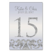 Periwinkle Silver Glitzer Look Tischnummern-15 Tischnummer (Rückseite)