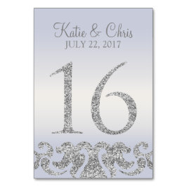 Periwinkle Silver Glitzer Look Tischnummern-16 Tischnummer