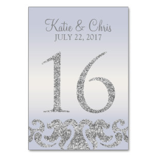 Periwinkle Silver Glitzer Look Tischnummern-16 Tischnummer