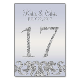 Periwinkle Silver Glitzer Look Tischnummern-17 Tischnummer