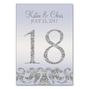 Periwinkle Silver Glitzer Look Tischnummern-18 Tischnummer