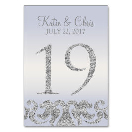 Periwinkle Silver Glitzer Look Tischnummern-19 Tischnummer