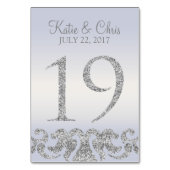 Periwinkle Silver Glitzer Look Tischnummern-19 Tischnummer (Rückseite)