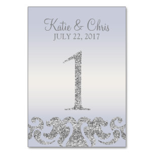 Periwinkle Silver Glitzer Look Tischnummern-1 Tischnummer