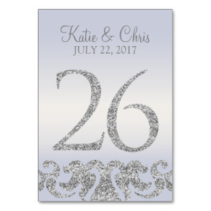 Periwinkle Silver Glitzer Look Tischnummern-26 Tischnummer