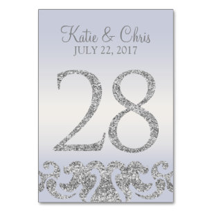 Periwinkle Silver Glitzer Look Tischnummern-28 Tischnummer