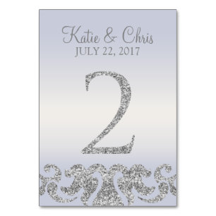 Periwinkle Silver Glitzer Look Tischnummern-2 Tischnummer