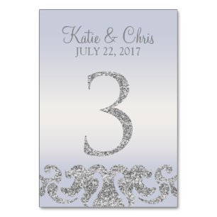 Periwinkle Silver Glitzer Look Tischnummern-3 Tischnummer