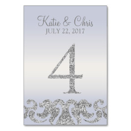 Periwinkle Silver Glitzer Look Tischnummern-4 Tischnummer