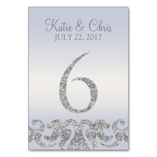 Periwinkle Silver Glitzer Look Tischnummern-6 Tischnummer