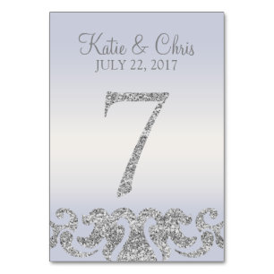 Periwinkle Silver Glitzer Look Tischnummern-7 Tischnummer