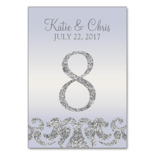 Periwinkle Silver Glitzer Look Tischnummern-8 Tischnummer