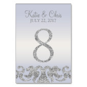 Periwinkle Silver Glitzer Look Tischnummern-8 Tischnummer (Vorderseite)
