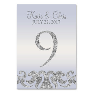 Periwinkle Silver Glitzer Look Tischnummern-9 Tischnummer
