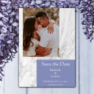 Periwinkle Simple Marble Foto Save The Date