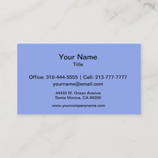 Periwinkle Solid Color Visitenkarte (Rückseite)