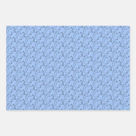 Periwinkle Squirrel Chic Wrapping Paper Geschenkpapier Set (Vorderseite)