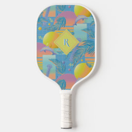 Periwinkle Summer Vaporwave Sonnenuntergang und Pa Pickleball Schläger