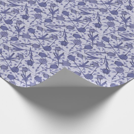 Periwinkle Tulpenmuster-Blume Geschenkpapier (Ecke)