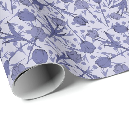 Periwinkle Tulpenmuster-Blume Geschenkpapier (Rolleneckpunkt)
