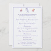 Periwinkle Two Hearts Catholic Wedding Invitation Einladung (Vorderseite)