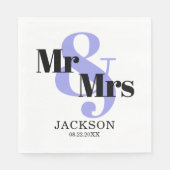Periwinkle und Black Mr & Mrs Wedding Serviette (Vorderseite)