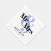 Periwinkle und Black Mr & Mrs Wedding Serviette (Ecke)