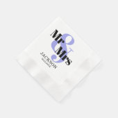 Periwinkle und Black Mr & Mrs Wedding Serviette (Ecke)