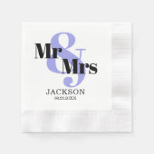 Periwinkle und Black Mr & Mrs Wedding Serviette (Vorderseite)