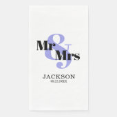 Periwinkle und Black Mr & Mrs Wedding Serviette (Vorderseite)
