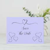 Periwinkle und Extravagante Kalligraphieherzen Save The Date (Stehend Vorderseite)