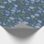 Periwinkle und Navy Blue Hübsch Floral Muster Geschenkpapier (Ecke)