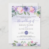 Periwinkle und Pink Watercolor Floral Wedding Invi Einladung (Vorderseite)