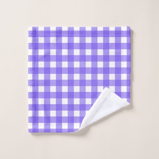 Periwinkle und weißer Gingham Badhandtuch Set (Waschlappen)